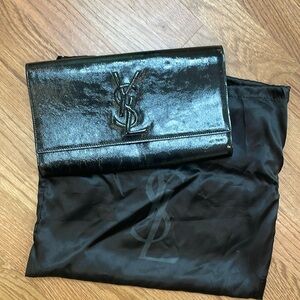 YSL black patent leather clutch - includes dust bag